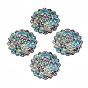 430 Stainless Steel Filigree Joiners, Spray Painted, Etched Metal Embellishments, Flower with Plant Pattern