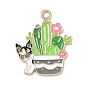 Small Potted Plant with Dog Alloy Enamel Pendants, Golden