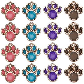 SUNNYCLUE Alloy Resin Pendants, with Glitter Powder, Foot Print, Lead Free, Golden