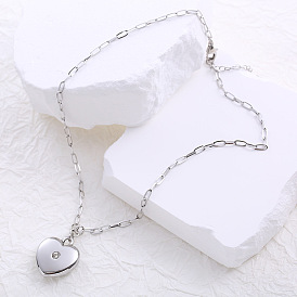 Ожерелья из нержавеющей стали с подвеской в виде сердца из кристаллов и страз для женщин