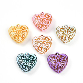 Непрозрачные акриловые подвески, сердце с причудливой резьбой