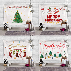 Polyester Rectangle Flags, Christmas Day Theme Hanging Banner, for Party Festival Home Decorations