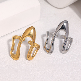 Irregular 304 Stainless Steel Cuff Open Rings for Women