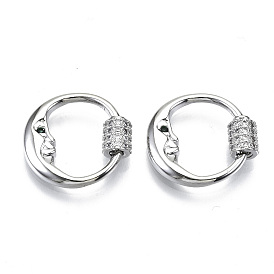 Латунные микропаве, кубический цирконий, винт, карабин, подвески с замком, для изготовления ожерелий, без никеля , кольцо с луной