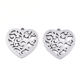 Pendentifs en acier inoxydable, Coupe au laser, cœur
