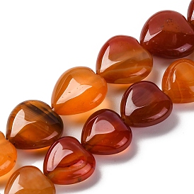 Chapelets de perles rouges agate naturel, cœur