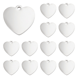 14 шт. 304 подвески из нержавеющей стали, ручная полировка, пустые теги тиснения, Двусторонняя полировка, сердце