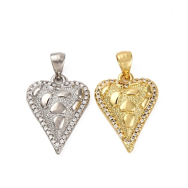 Латунные микро проложить кубического циркония подвески, сердце, долговечный, без кадмия и без свинца, стойки покрытие