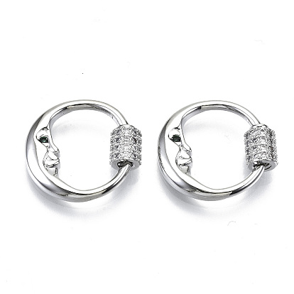 Латунные микропаве, кубический цирконий, винт, карабин, подвески с замком, для изготовления ожерелий, без никеля , кольцо с луной