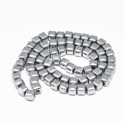 Electroplate Non-magnetic Synthetic Hematite Beads Strands, Faceted Cube