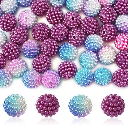 100 шт 2 стили имитация жемчуга акриловые бусины, Берри бисера, комбинированные бисером, круглые