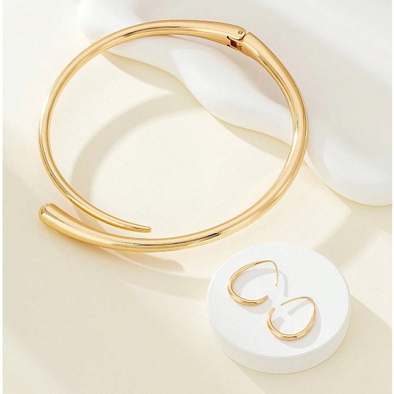 Комплекты ожерелий и серег-манжет из сплава в форме капли