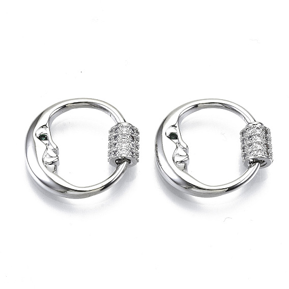 Латунные микропаве, кубический цирконий, винт, карабин, подвески с замком, для изготовления ожерелий, без никеля , кольцо с луной