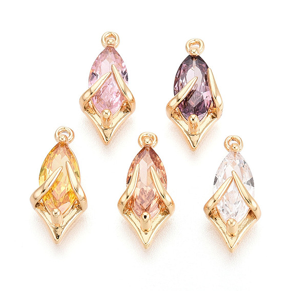 Латунь прокладывает кубические циркониевые прелести, без кадмия, без никеля и без свинца, овальные, реальный 18 k позолоченный