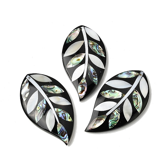 Крупные подвески из натуральных пресноводных раковин, раковин морского ушка и белых раковин., лист прелести