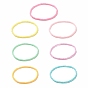 7Pcs 7 Color Candy Color Round Acrylic Beaded Stretch Anklets Set, Stackable Summer Jewelry for Women