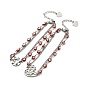 Red Enamel Evil Eye & 304 Stainless Steel Curb Chains Double Layer Multi-strand Bracelet with Charm for Women, Stainless Steel Color