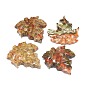 Natural Ocean Jasper Beads, Half Drilled, Autumn Theme, Maple Leaf