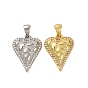 Латунные микро проложить кубического циркония подвески, сердце, долговечный, без кадмия и без свинца, стойки покрытие