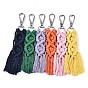 Polycotton(Polyester Cotton) Tassel Big Pendants Decorations, with Platinum Plated Alloy Swivel Clasps
