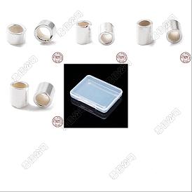 80pcs 4 styles 925 perles tubulaires d'espacement en argent sterling, colonne