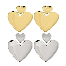 Brass Heart Stud Earrings