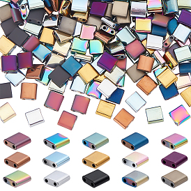 270 шт. 15 гальванизированные матовые синтетические немагнитные гематитовые бусины разных цветов, квадратный, 2-луночное