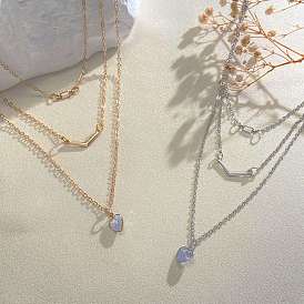 Alloy Crystal Rhinestone Layered Necklaces, Heart/Butterfly/Bowknot Pendant Necklaces for Women