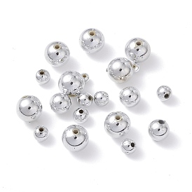 Silver Color Plated Acrylic Round Spacer Beads, 4~10mm, Hole: 1.5~2mm