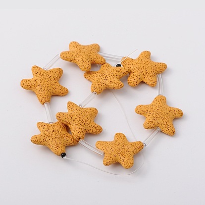 Synthetic Lava Rock Bead Strands, Star, Dyed, 40x40x10mm, Hole: 1mm, about 12pcs/strand, 16.1 inch