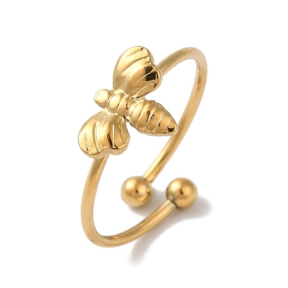 Ионное покрытие (IP) 304 открытые манжеты в форме пчелы из нержавеющей стали для женщин