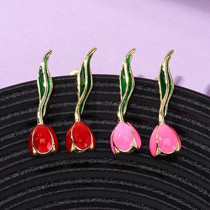 Серьги-гвоздики из латуни, тюльпан, золотые