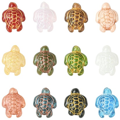 12 шт 12 цвета бусины лэмпворк ручной работы, черепаха, с металлическим обрамлением