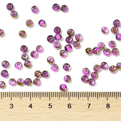 Glass Seed Beads, Half Plated, Inside Colours, Round Hole, Round
