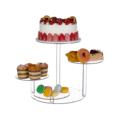 4-ярусная круглая акриловая подставка для кексов, акриловые витрины для десертов с баром