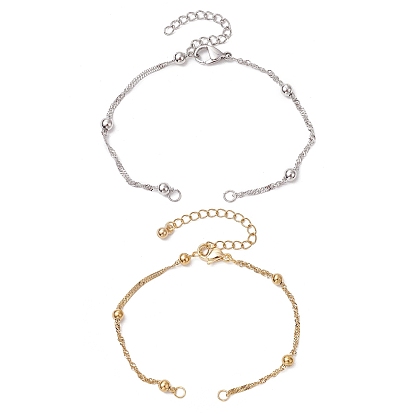 2 шт. 2 цвета 304 изготовление браслетов из нержавеющей стали в сингапурском стиле, С мячом