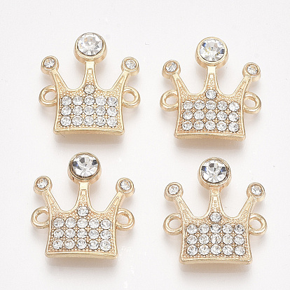 Alloy Links Connectors, with Rhinestone, Crown, Crystal