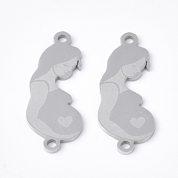 201 Stainless Steel Links Connectors, Laser Cut Links, for Mother's Day, Pregnant Woman