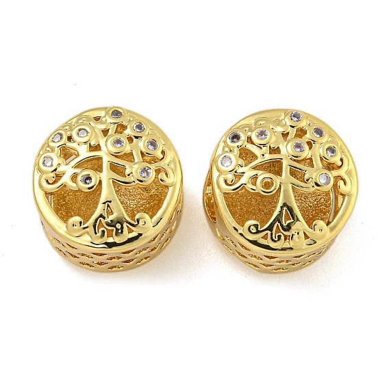 Стойки обшивки латунь микро проложить кубического циркония бусы, долговечный, без кадмия и без свинца, плоские круглые с деревом