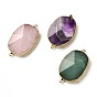 Gemstone Beads Links Connectors, with Golden Tone Brass Findings, Rectangle
