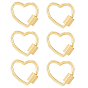6Pcs Brass Screw Carabiner Lock Charms, for Necklaces Making, Nickel Free, Heart