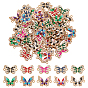 60Pcs 10 Styles Alloy Enamel Connector Charms, Butterfly Links with Crystal Rhinestone, Light Gold, Cadmium Free & Nickel Free & Lead Free