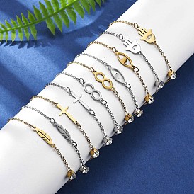 201 трос из нержавеющей стали цепи браслеты, 201 браслеты из нержавеющей стали ссылка для женщин, со стразами