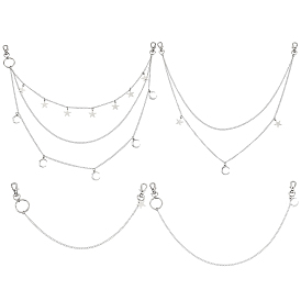 4 шт 4 стили сплав луна звезда подвески латунь сумка удлинитель цепи, с карабин-лобстерами 