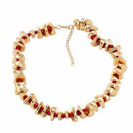 Женские ожерелья из бусин из сплава, смолы и пластика CCB, самородки, золотые