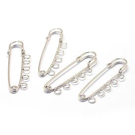 Iron Safety Brooch Findings, Kilt Pins, 50x16.5x4.5mm, Hole: 3.5mm