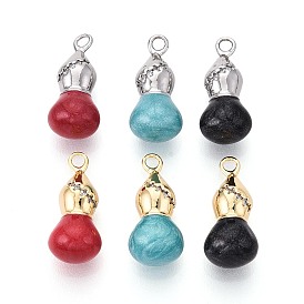 Латунные микропаве прозрачные подвески с фианитом, тыквенные прелести, с эмалью, настоящий 18k позолоченный/платиновый