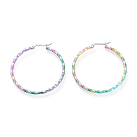 Electroplated 304 Stainless Steel Hoop Earrings, Hypoallergenic Earrings, Twisted Ring