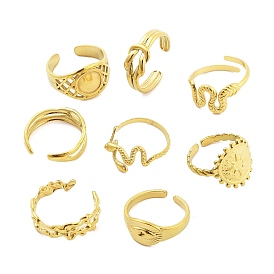 Real 18K Gold Plated 304 Stainless Steel Open Cuff Rings for Women