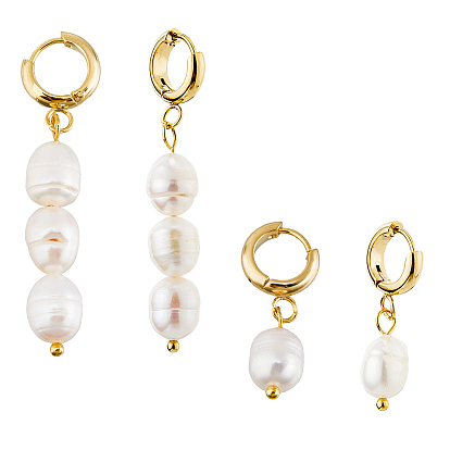 2 пары 2 стили серьги-кольца из натурального культивированного пресноводного жемчуга в форме слезы, с 201 фурнитурой для сережек-колец Huggie Hoop из нержавеющей стали